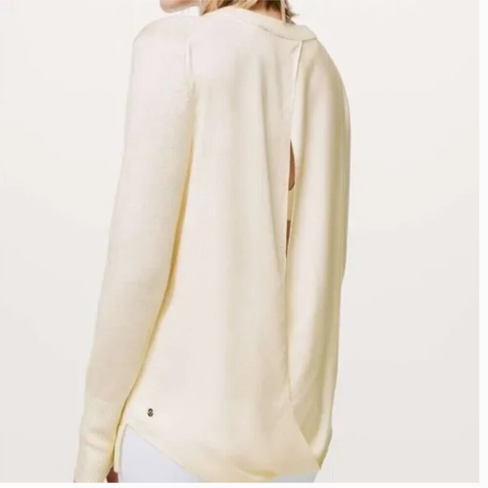 LULULEMON Still At Ease Ivory Pullover Angel Wings Back Size 6 - Picture 4 of 14
